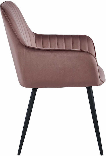 Solden Stühle Speisesaal Pink Velvet / Black 2Stück 85x55x58cm