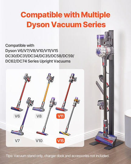 Vevor Vacuum Base Storage Stand for Dyson Multi-models with 6 Hooks