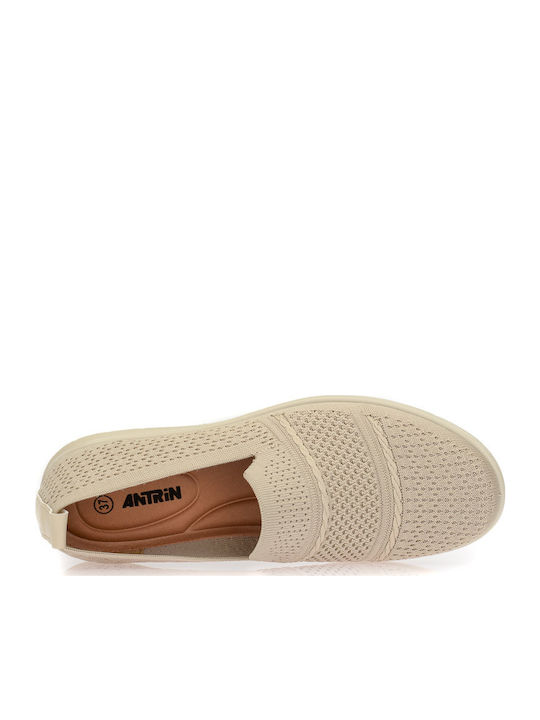 Stoff Anatomisch Damen Slip-Ons Beige