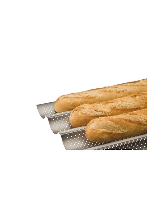 Tavă de Copt Perforată cu 3 Mânere Ibili din Oțel Inoxidabil 38x24 Cm Argintiu