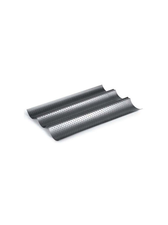 Tavă de Copt Perforată cu 3 Mânere Ibili din Oțel Inoxidabil 38x24 Cm Argintiu