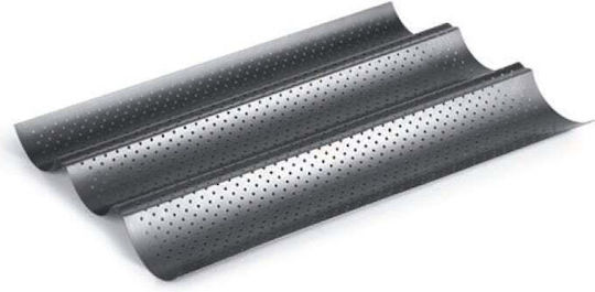 Tavă de Copt Perforată cu 3 Mânere Ibili din Oțel Inoxidabil 38x24 Cm Argintiu