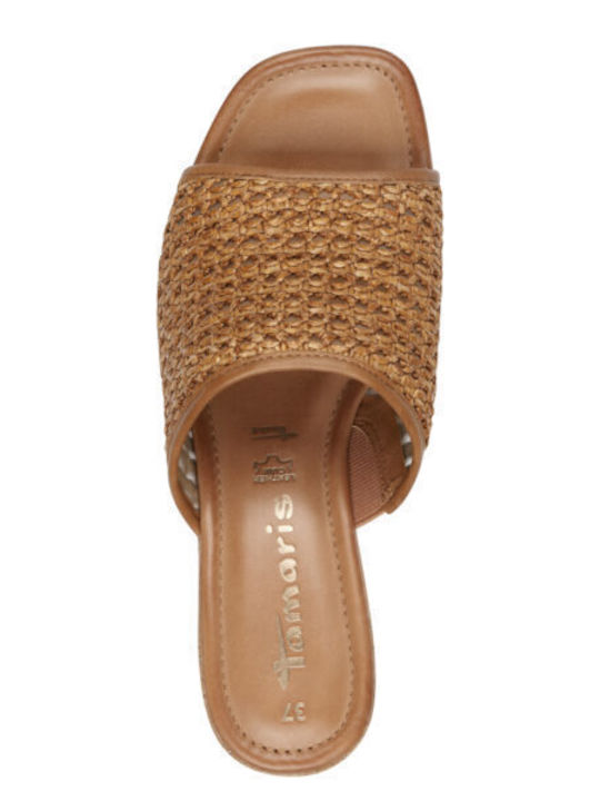 Mules with Chunky High Heel in Tabac Brown Color