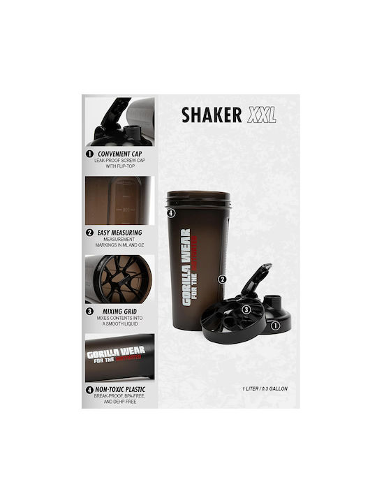 Gorilla Wear Shaker Πρωτεΐνης 1000ml Πλαστικό Μαύρο