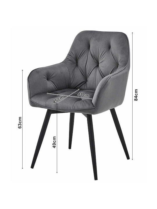 Jork360 Dining Room Velvet Chair Silver-gray 60x50x50cm