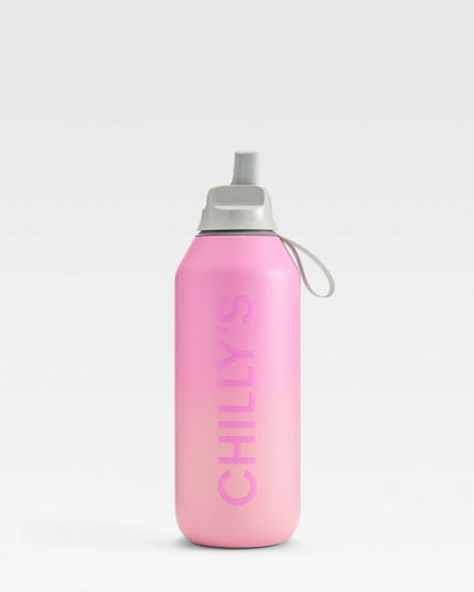 Chilly's Series 2 Flip Thermosflasche Rostfreier Stahl BPA-frei 500ml Ombre Sundown mit Stroh