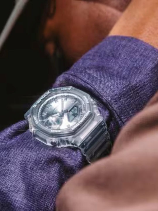 Casio G-shock Digital Men's Watch Chronograph Battery with Silver Rubber Strap