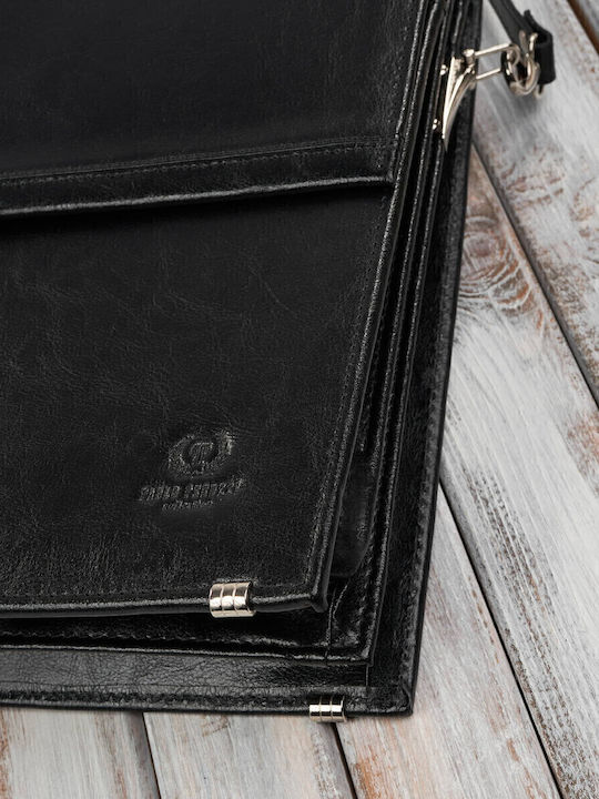 Leder Herrentasche Geldbörse Schwarz