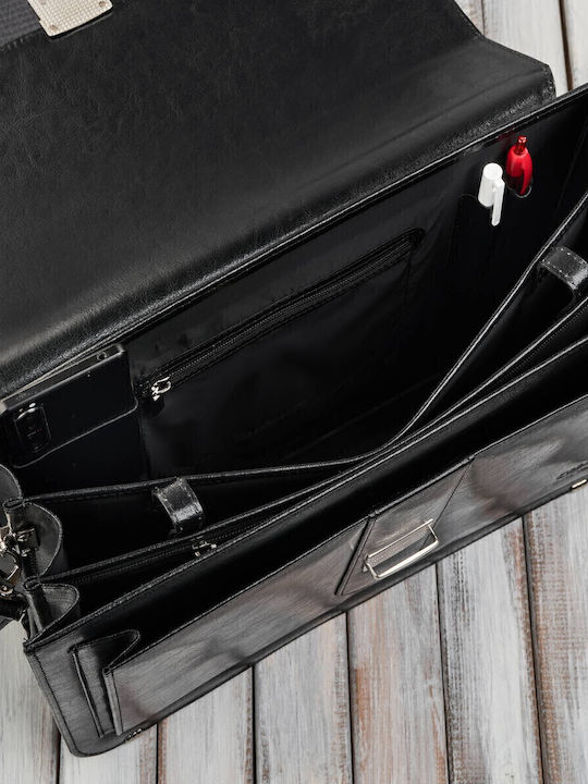 Leder Herrentasche Geldbörse Schwarz