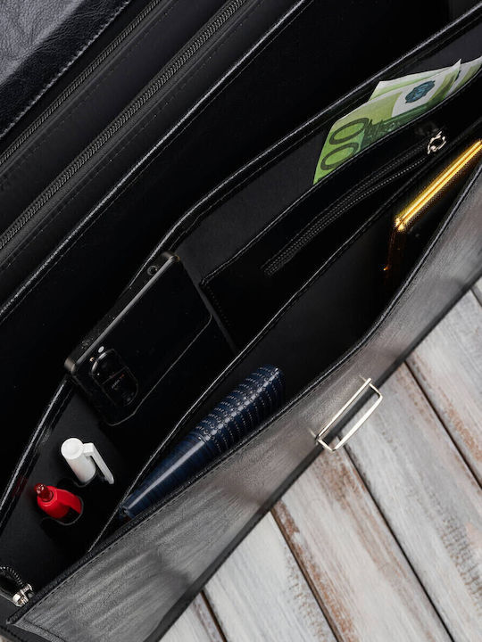 Leder Herrentasche Geldbörse Schwarz