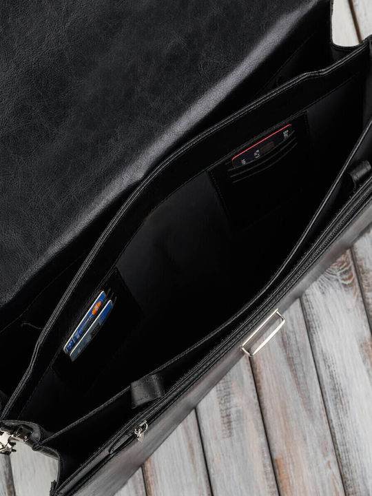 Leder Herrentasche Geldbörse Schwarz