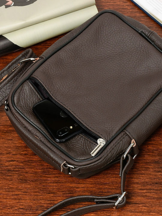 Δερμάτινη Ανδρική Τσάντα Ώμου / Χιαστί Μπεζ