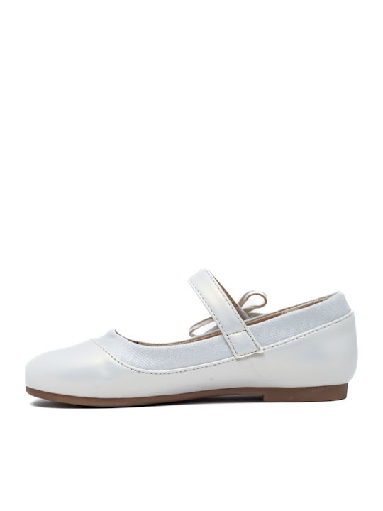 Kids Ballerinas with Hoop & Loop Closure White