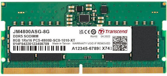 Transcend DDR5 με Module 1x8GB και Ταχύτητα 4800 για Laptop