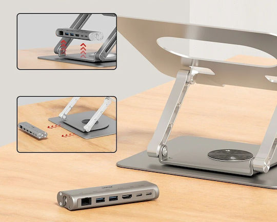 Unitek USB-C Docking Station με HDMI 4K PD Ethernet Ασημί (D1109B01)
