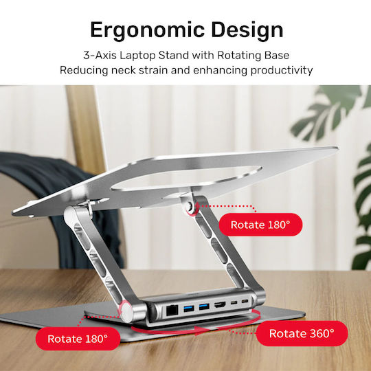 Unitek USB-C Docking Station με HDMI 4K PD Ethernet Ασημί (D1109B01)