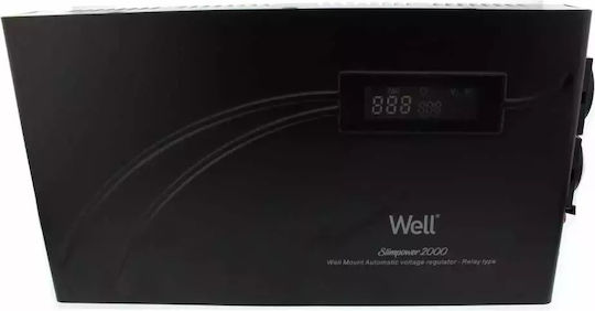Well SlimPower AVR-2000VA Compact Voltage Regulator with 2 Sockets Current