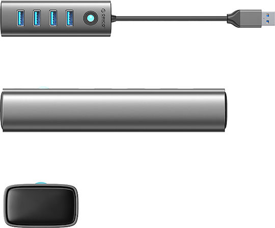 Orico Hub 4 Θυρών USB 3.0 με σύνδεση USB-A Γκρι