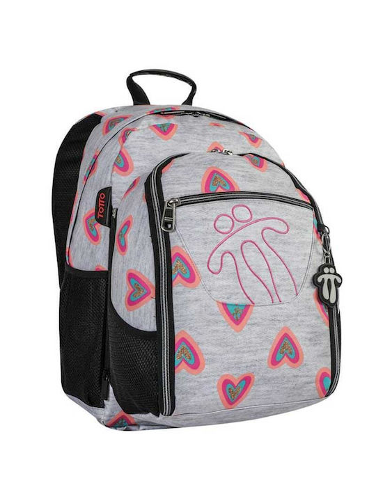 Totto Hearts School Bag Backpack Elementary Grey
