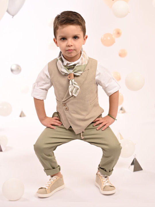 Baby Bloom Връхна дреха за кръщене за момче с жилетка Зелен