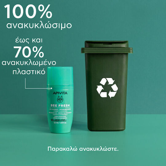 Apivita Bee Fresh Αποσμητικό 24h σε Roll-On Χωρίς Αλουμίνιο 2x50ml