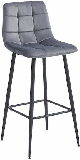 Scaune Bar cu spătar Tapițat cu Catifea Arceto Dark Gray 3buc 46x73x62buc