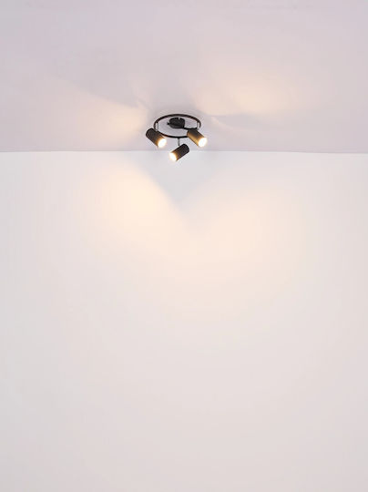 Globo Lighting Dreifach Decken- und Wandleuchte mit GU10 Lampenbirnensockel in Schwarz Farbe