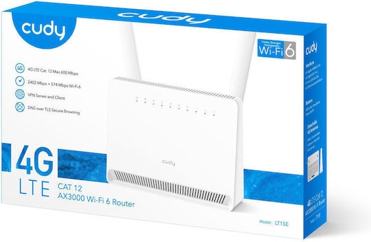 Cudy LT15E Ασύρματο 4G Router Wi‑Fi 6 με 4 Θύρες Gigabit