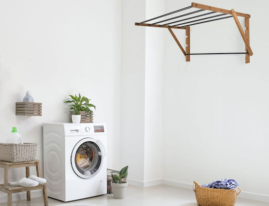 Sepio Folding Wooden Wall Clothes Drying Rack with 4m Hanging Length