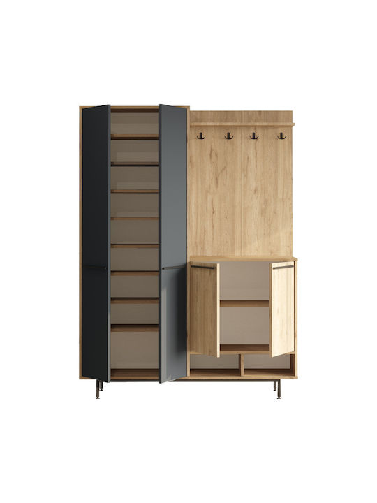 Cloat Entry Furniture with Hanger & Shoe Rack Natural-anthracite 147.4x35.5x195.6cm