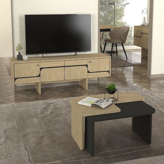 Wohnzimmer TV-Einheit Lava Rota Oak - Ανθρακί L150xB35xH51.3cm