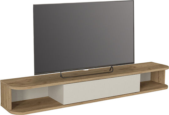 TV-Ständer Cross aus Metall & Holz mit LED-Beleuchtung Sepet Eiche - Sandstein M150xT29.6xH19.2cm
