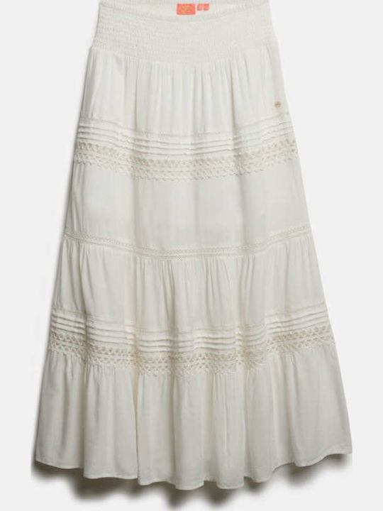 D2 Ovin Ibiza Lace Mix Ψηλόμεση Maxi Φούστα Λευκή