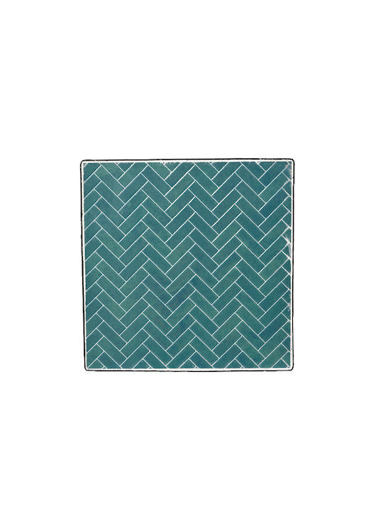 Square Side Table Metal Blue Mosaic L34xW34xH62cm.