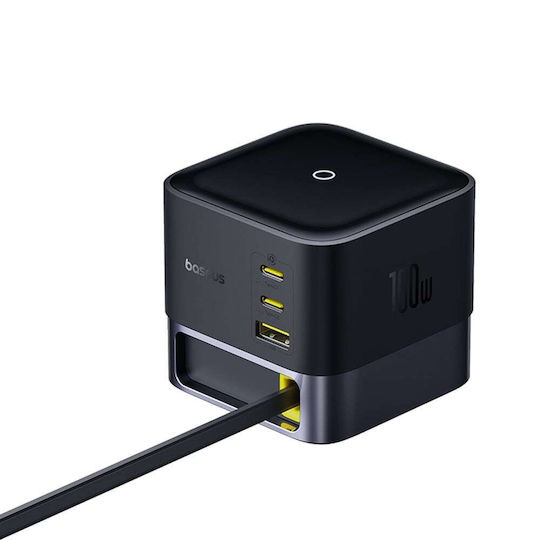 Baseus Suport de Încărcare GaN cu Port USB-A și 2 Porturi USB-C și Cablu USB-C 100W Livrarea energiei în culoarea Negru (P10164001123-00)
