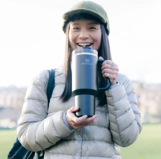 Stanley Quencher H2.0 FlowState Handled Thermos Stainless Steel BPA Free 1.18L Hot Coral with Straw and Handle