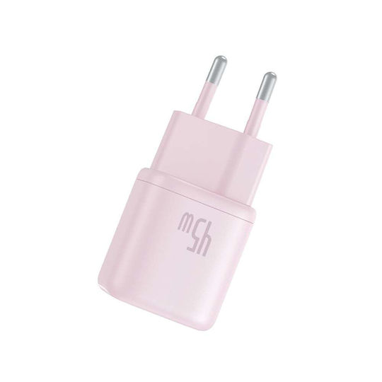 Baseus Charger Without Cable GaN with USB-C Port 45W Power Delivery / Quick Charge 3.0 / SuperCharge Pink (PicoGo)