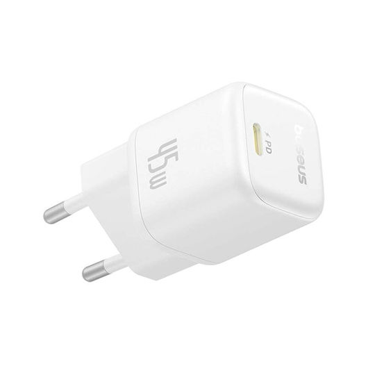 Baseus Φορτιστής Χωρίς Καλώδιο GaN με Θύρα USB-C 45W Power Delivery / Quick Charge 3.0 / SuperCharge Λευκός (PicoGo)