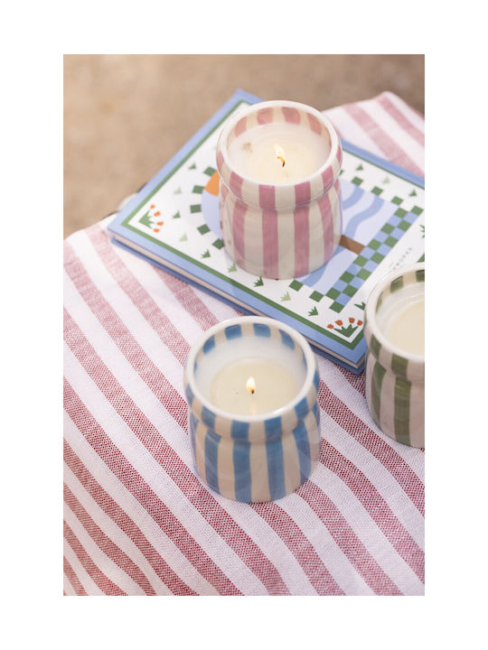 Grecian Sand Plant-Based Candle 184g Lilac Striped Ceramic Jar Cabana Paddywax