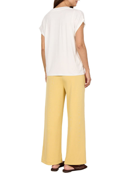 Women's Blouse with V Neckline White