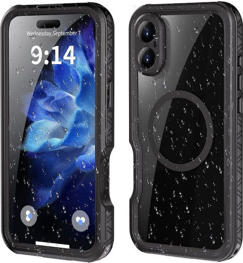 360 Full Cover Silicone / Plastic 1.5mm Waterproof Black (iPhone 16 Plus)