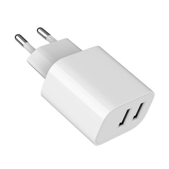 Gembird Зарядно без кабел с 2 USB-A порта Бял (TA-UC-2A12-01)