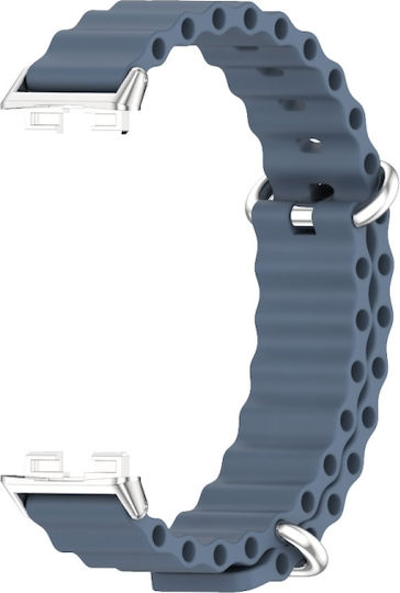 Каишка за часовник Huawei Band 8 9 Mijobs от морски силикон, дишаща, космическо синьо+сребристо