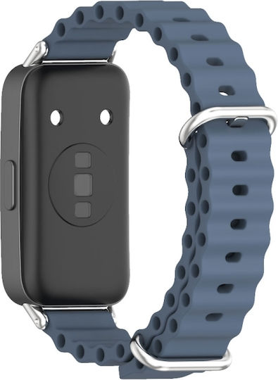 Каишка за часовник Huawei Band 8 9 Mijobs от морски силикон, дишаща, космическо синьо+сребристо