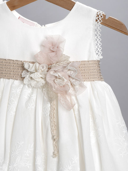 New Life Ecru Baptism Clothes Set for Girls with Hair Accessories Cardigan & Knitted Dress 3 Pieces