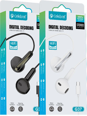 Celebrat G37 In-ear Handsfree Ακουστικά με Βύσμα USB-C Λευκό