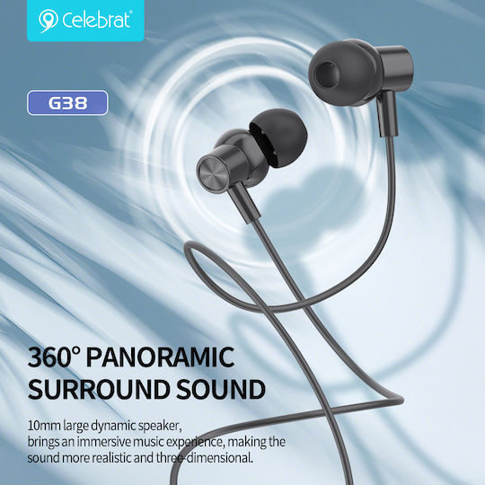 Celebrat G38 In-ear Handsfree Ακουστικά με Βύσμα USB-C Μαύρο