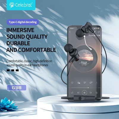 Celebrat G38 In-ear Handsfree Ακουστικά με Βύσμα USB-C Μαύρο