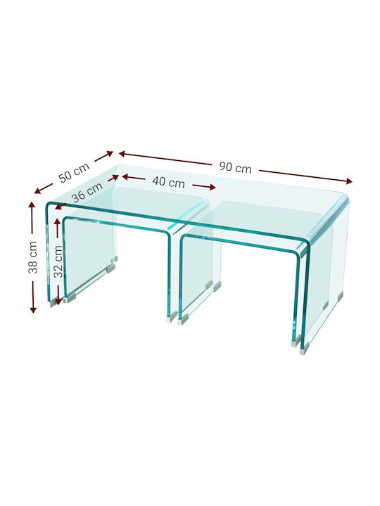 Set Zigon Rectangular Crystal Plus Din Sticlă 3 Buc M90xL50xÎ38cm
