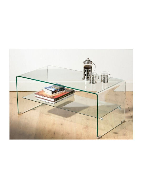 Ορθογώνιο Κεντρικό Τραπεζάκι Crystal Shelf Γυάλινο Γυαλί Μ100xΠ50xΥ43εκ.